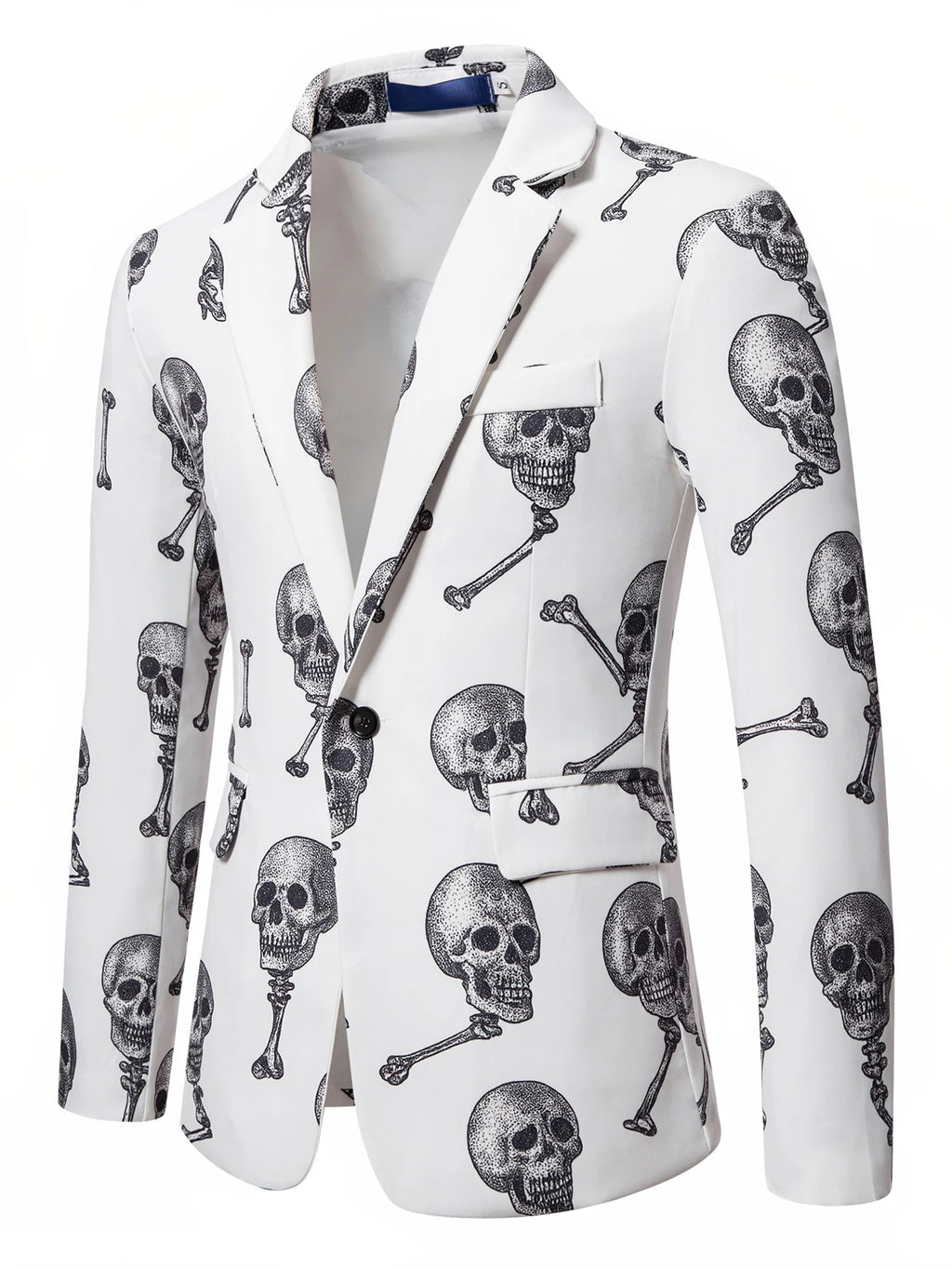 Men's Skull-Print Two-Piece Party Suit