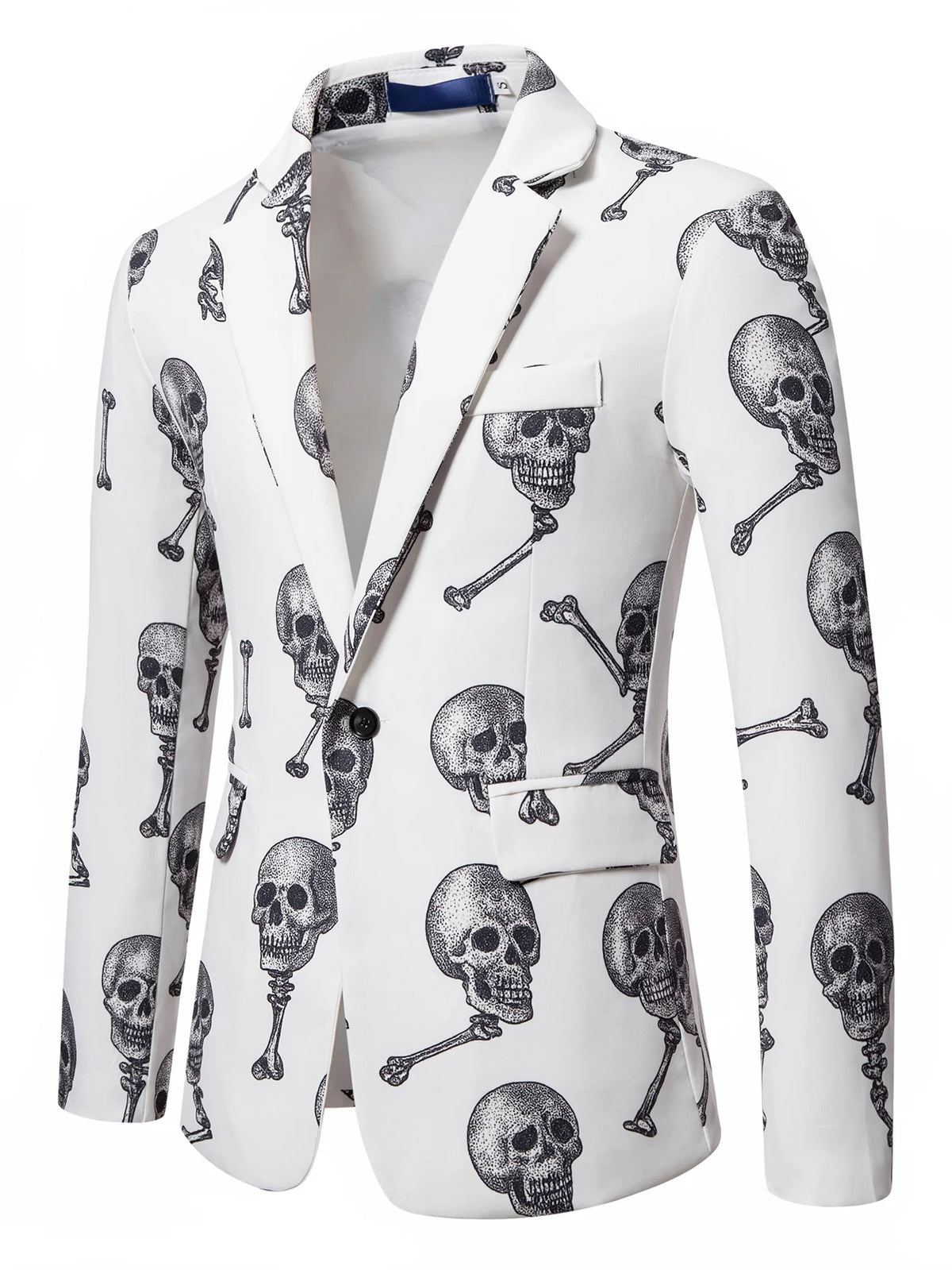 Men's Skull-Print Two-Piece Party Suit