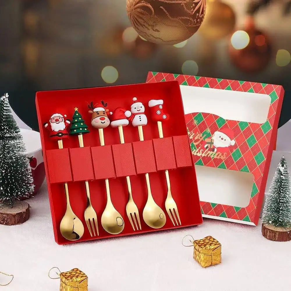 Christmas Stainless Steel Spoons and Forks — 4 Pieces