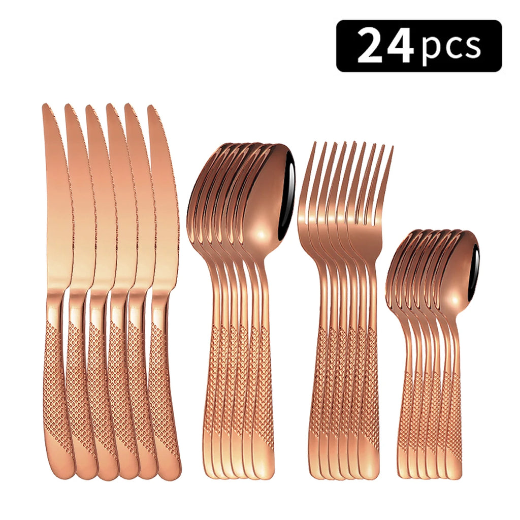 Star Diamond Stainless Steel Flatware — 24 Pieces