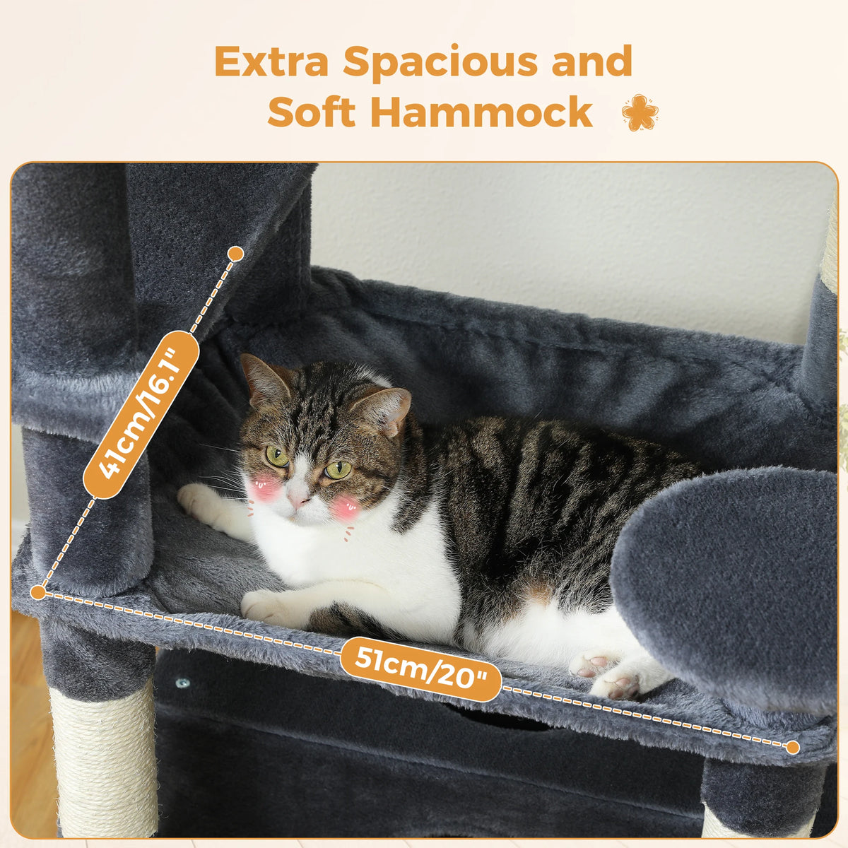 184cm Cat Tree with Hammock, Condo & Scratching Posts