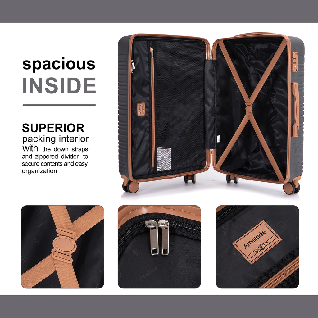 Luggage Sets 5-Piece Suitcases with Double Spinner Wheel,Suitcase Set ABS Hard Case Luggage with TSA Lock Whispering Desires Shoppe