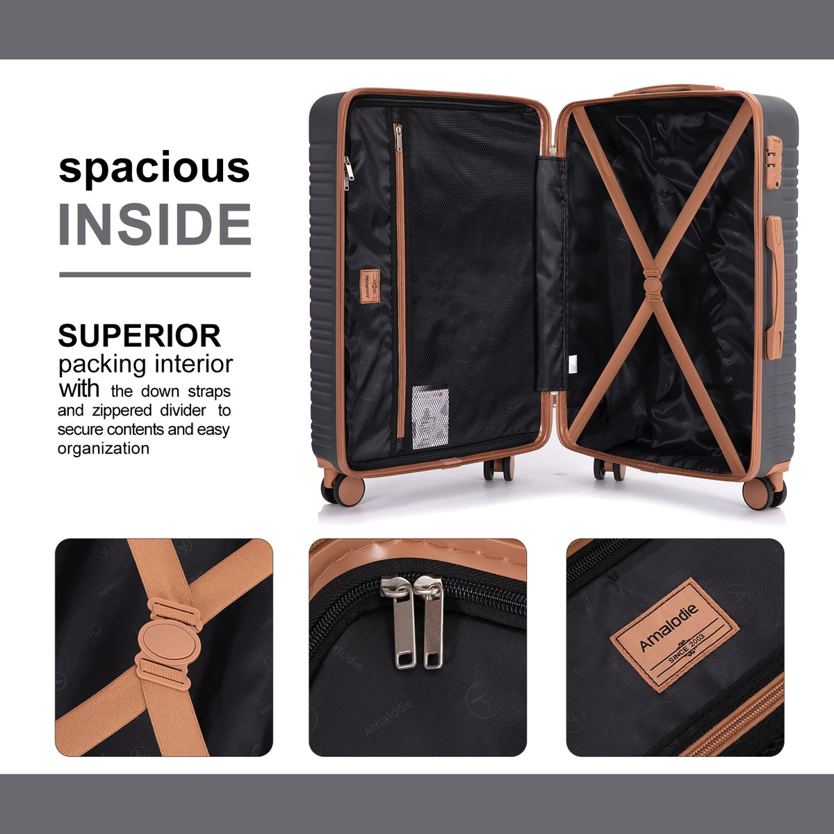 Luggage Sets 5-Piece Suitcases with Double Spinner Wheel,Suitcase Set ABS Hard Case Luggage with TSA Lock Whispering Desires Shoppe