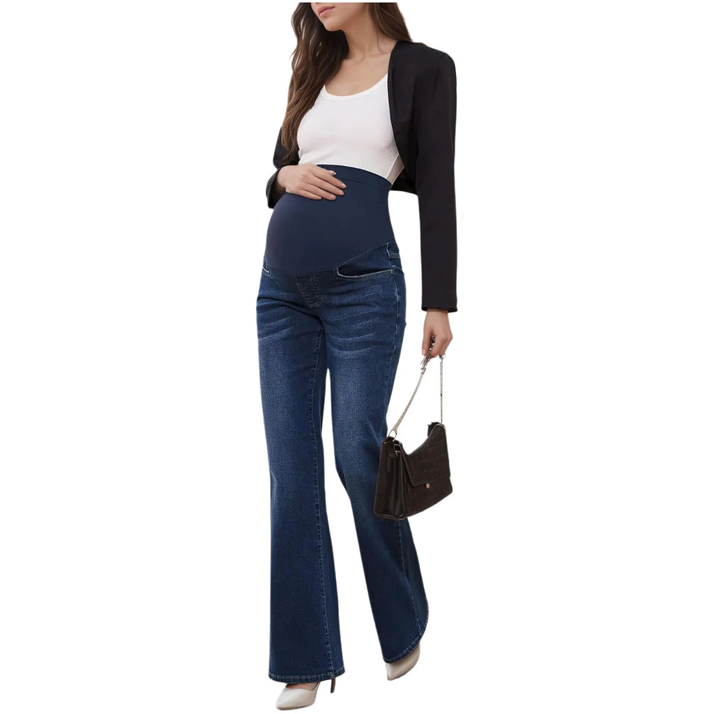Pregnant Women Jeans High Waist Support Belly Maternity Hip Lifting Elastic Denim Pants Shorts for Daily Work Street Loungewear Whispering Desires Shoppe