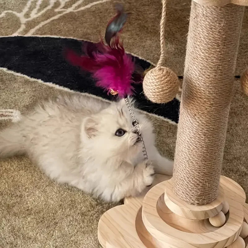 Wooden Cat Scratching Board with Rotating Platform