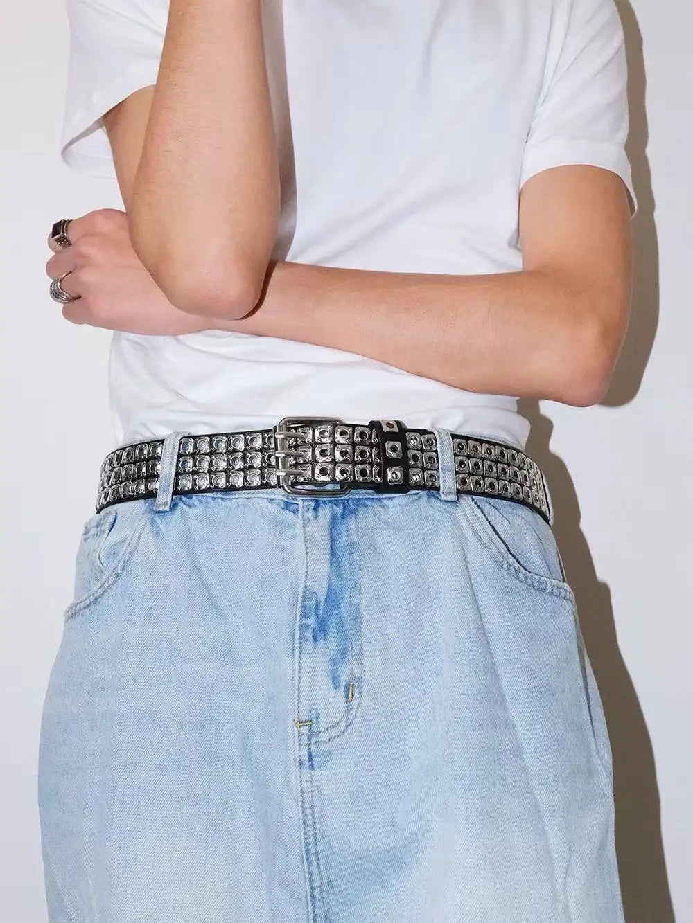 Unisex Punk-Style Studded PU Belt