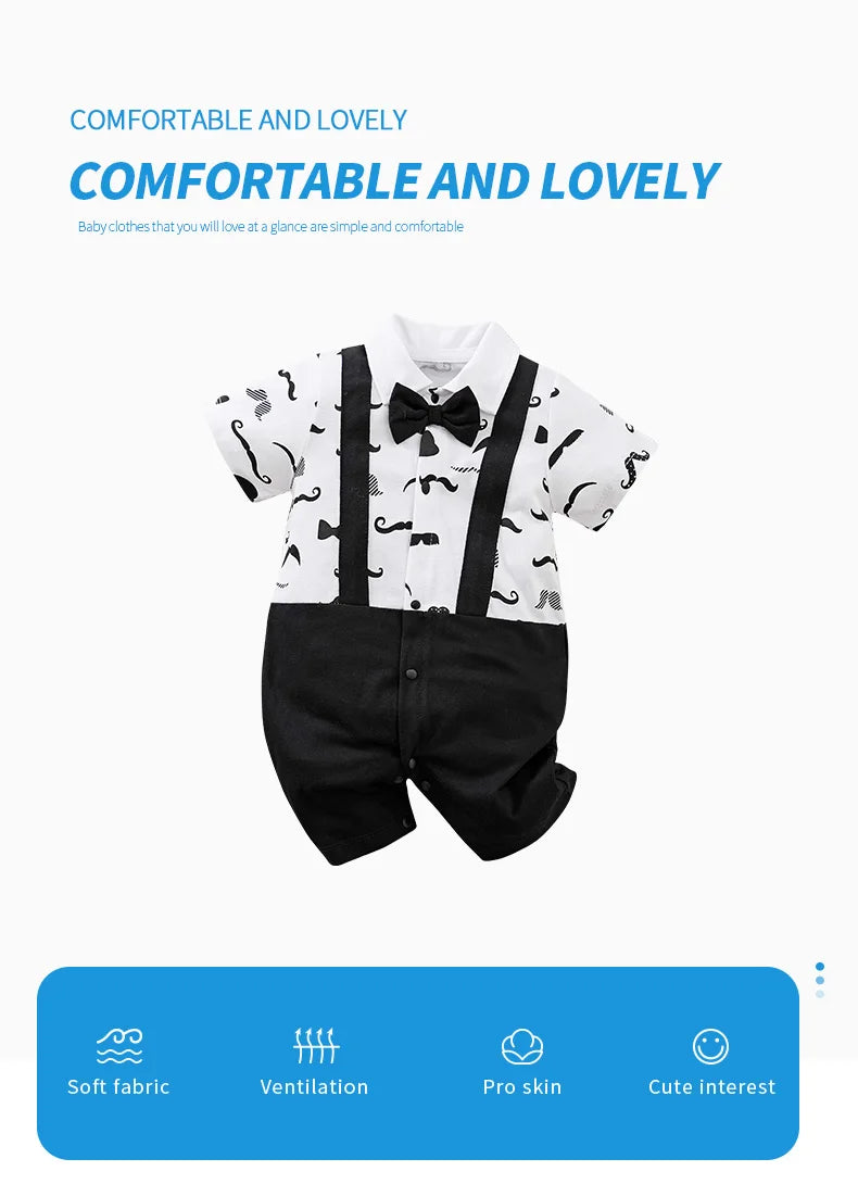 Baby Cotton Short-Sleeve Collared Romper