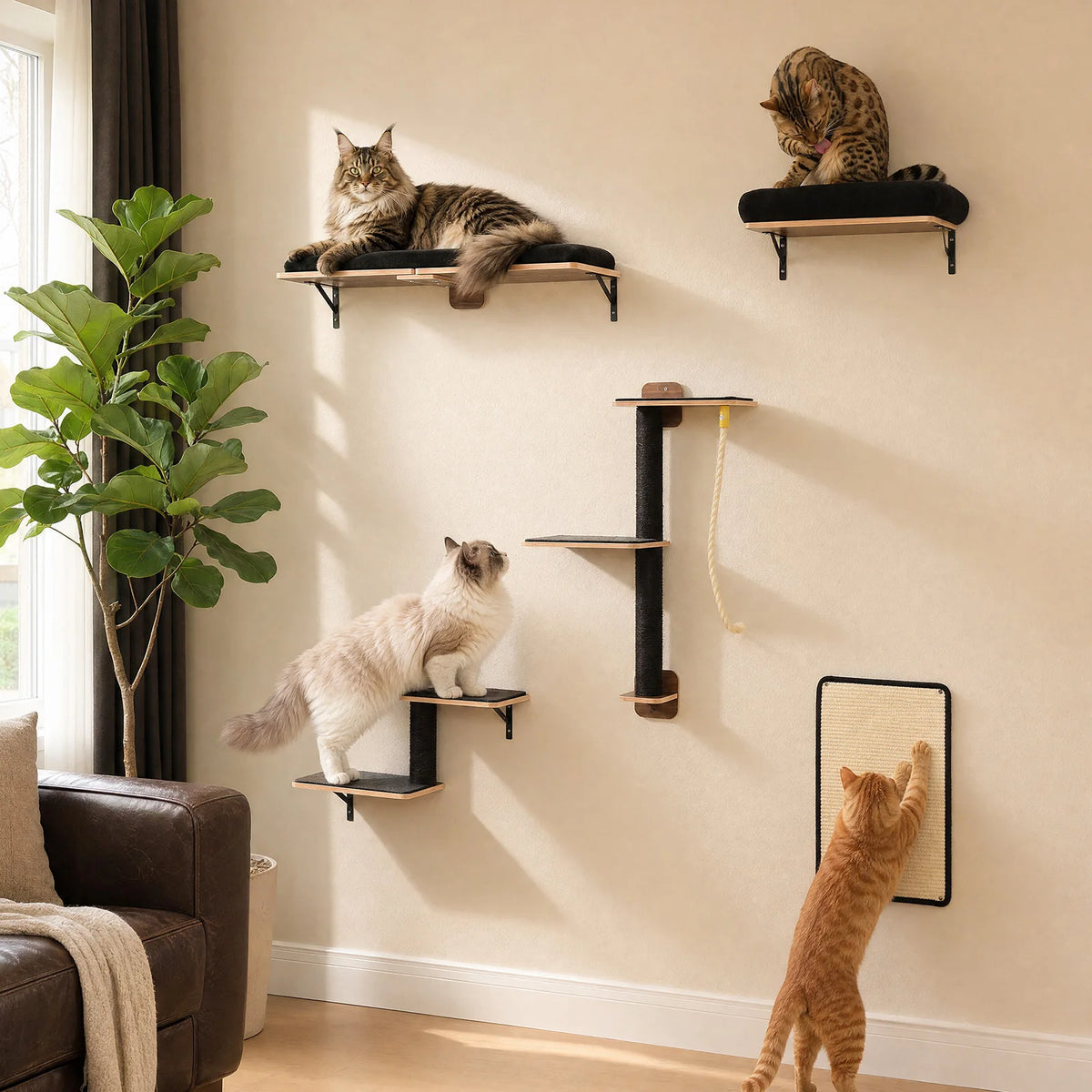 PAWZ Road Five-in-One Wall-Mounted Cat Climbing Set