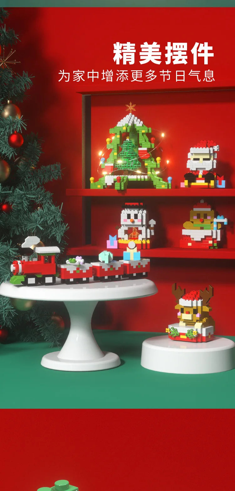 Santa & Reindeer Holiday Micro Building Block Sets