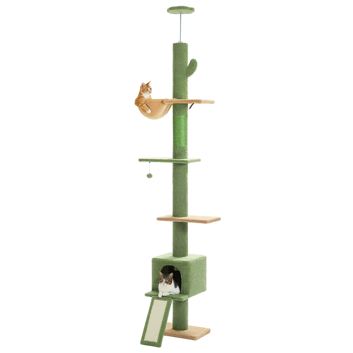 Cactus Cat Tree Floor to Ceiling Cat Tower with Sisal Scratching Post,Comfortable Hammock for Multi-Cat Homes,Cat Accessories Whispering Desires Shoppe