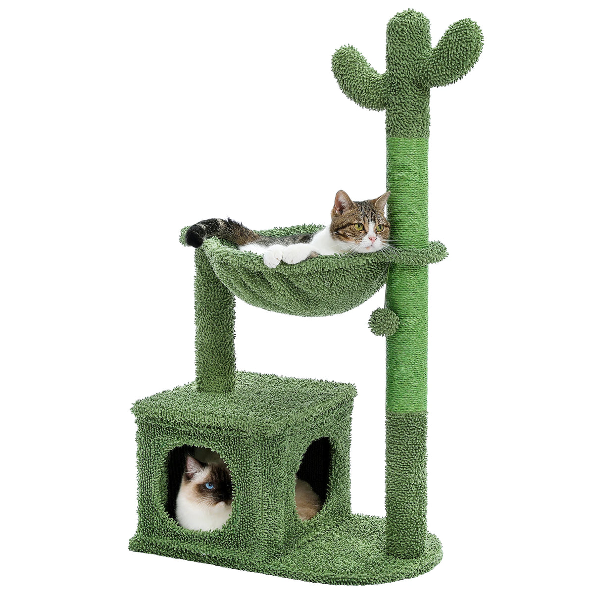 Cactus Cat Tree Small Cat Tower with Spacious Condo,Cozy Hammock,Dangling Ball,Scratching Post Cat Accessories for Indoor Cats Whispering Desires Shoppe