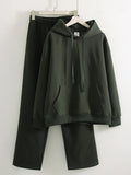 Women's Cotton-Blend Hoodie and Wide-Leg Pants Set