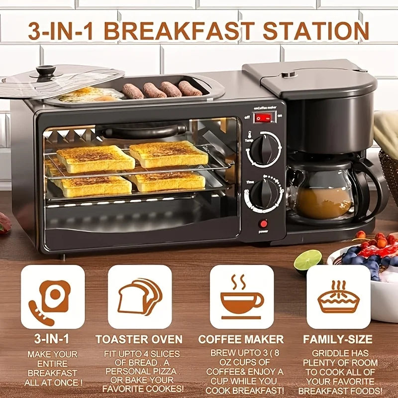 3-in-1 Countertop Breakfast Station with Timer