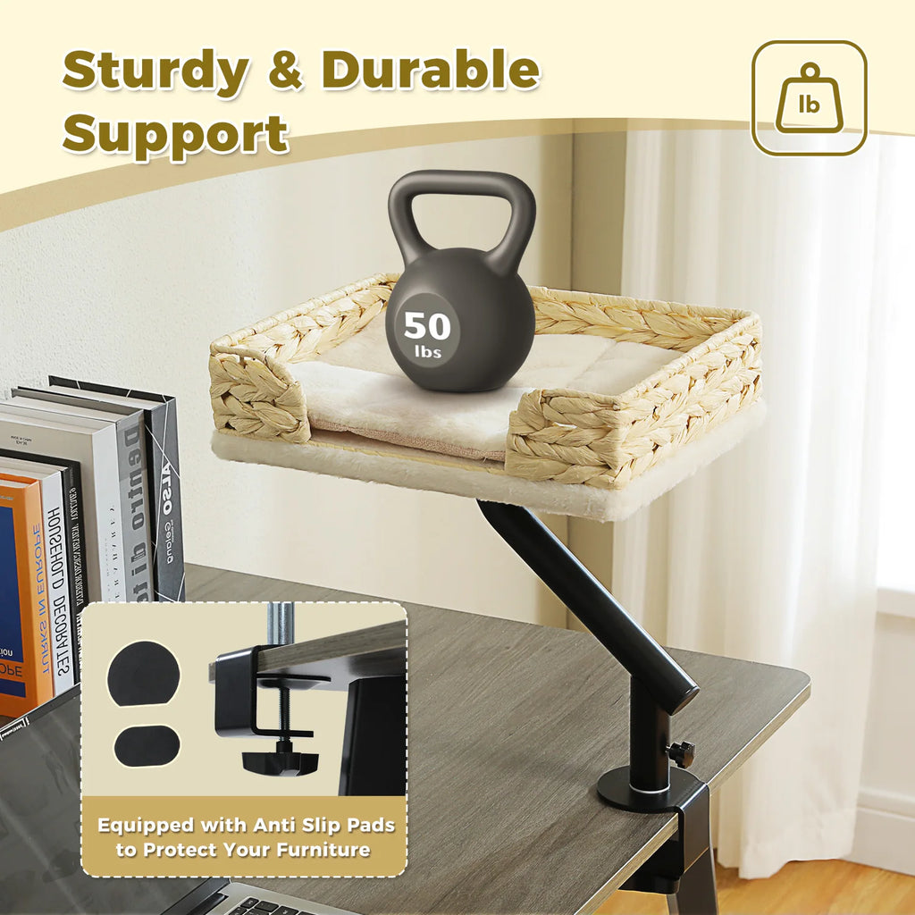 360° Rotating Desk-Mounted Cat Bed