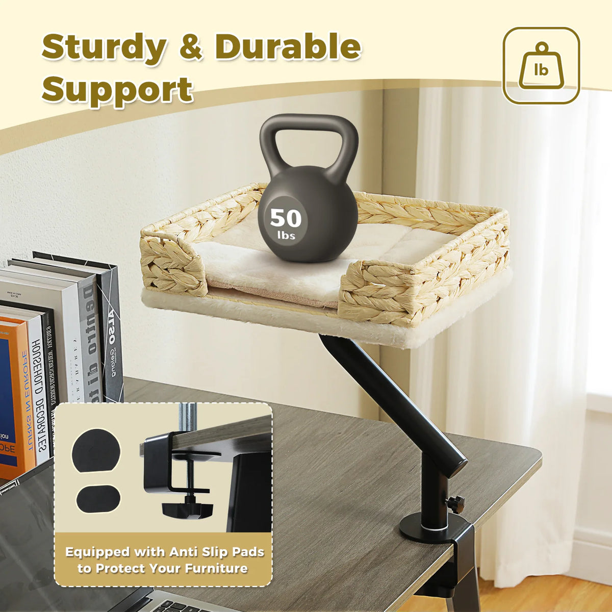 360° Rotating Desk-Mounted Cat Bed