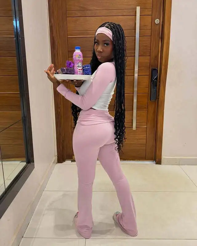 Women's Long-Sleeve Crewneck Top and Pants Set