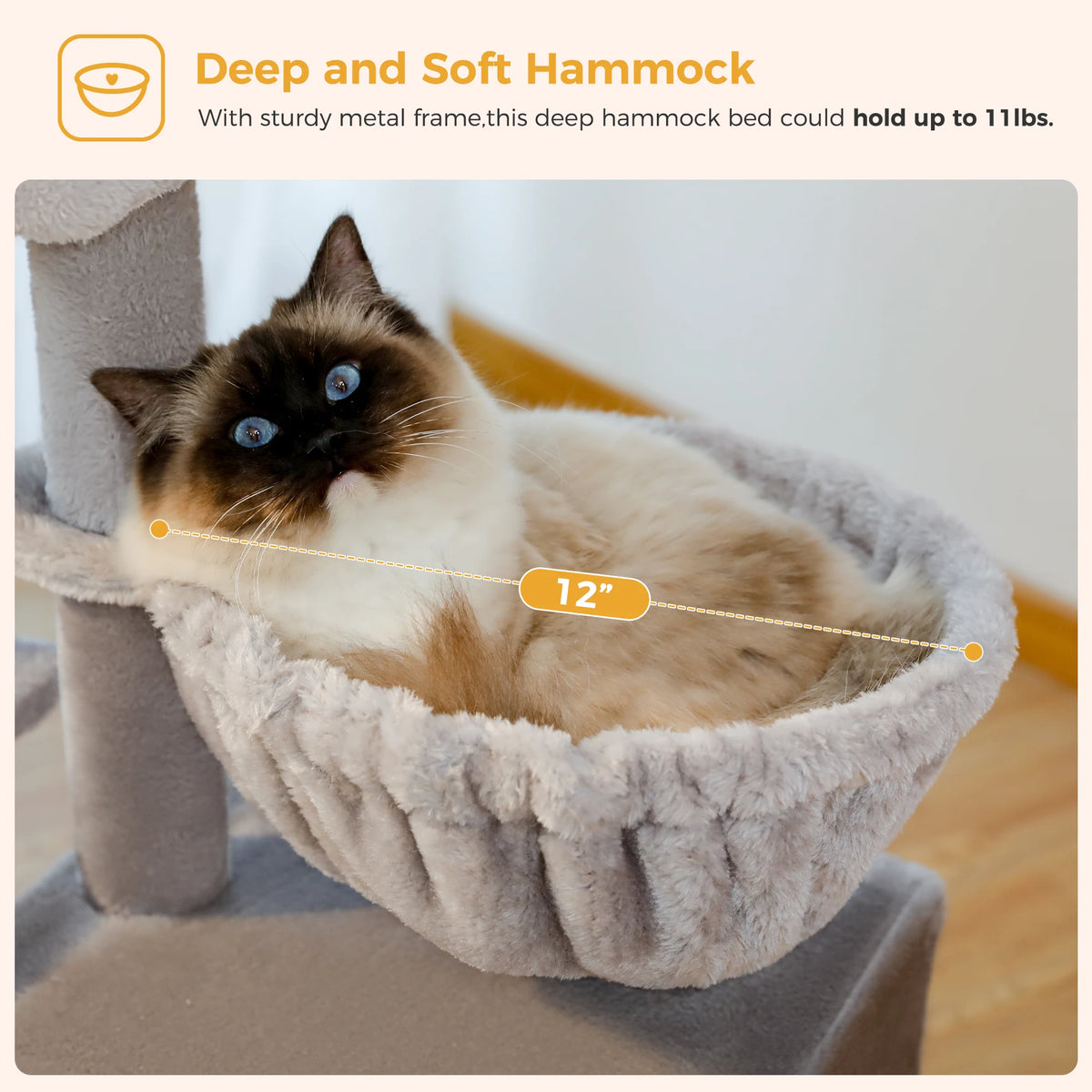 Compact Cat Tree with Removable Perch & Hammock
