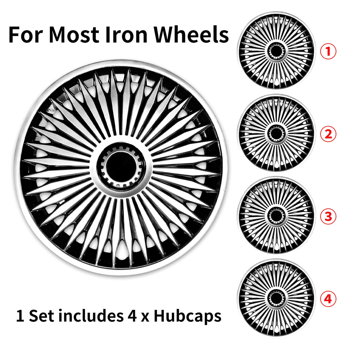 MOTENIO 15-Inch Wheel Covers – Set of 4