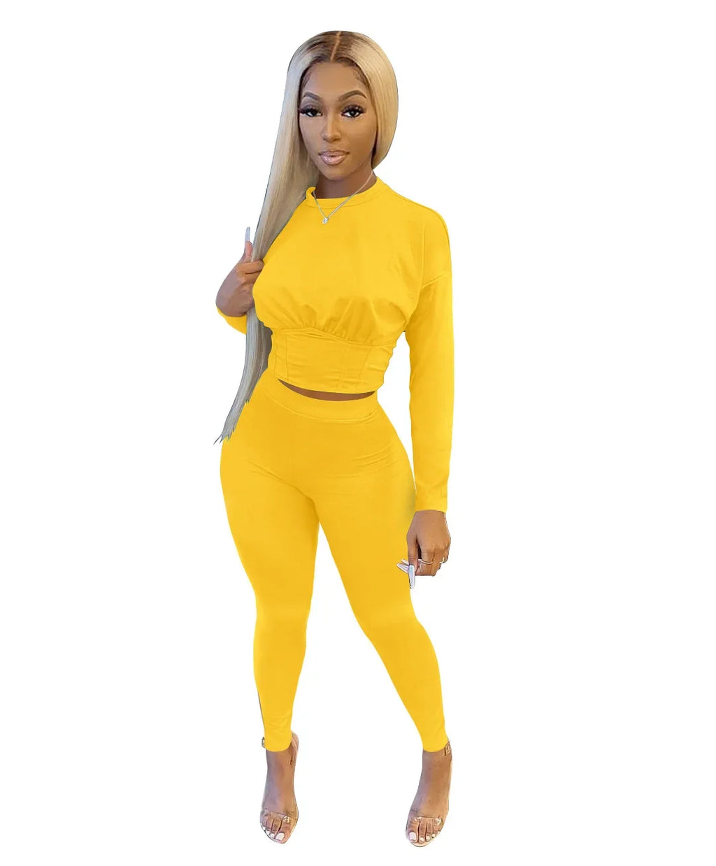 Women's Solid-Color Two-Piece Casual Outfit
