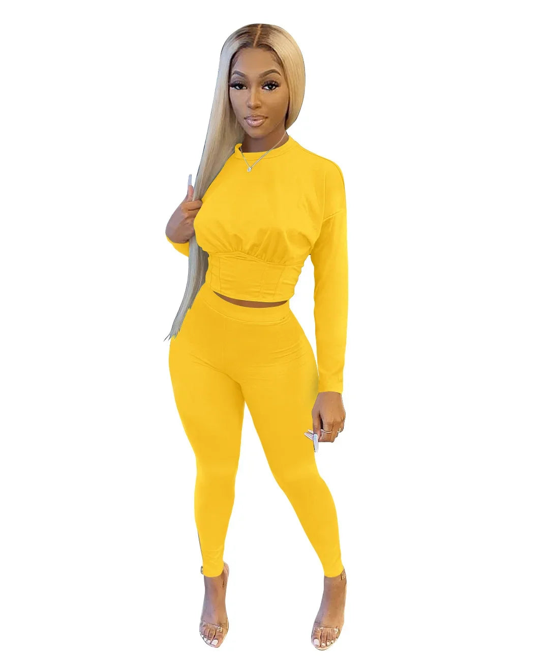 Women's Solid-Color Two-Piece Casual Outfit