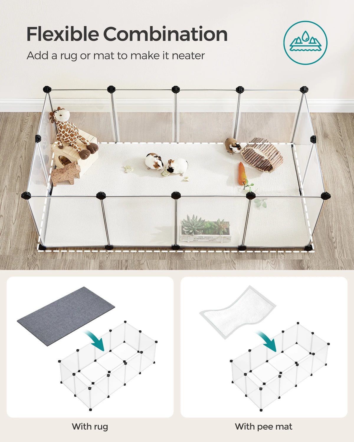 SONGMICS 20-Panel Small-Animal Playpen with Floor