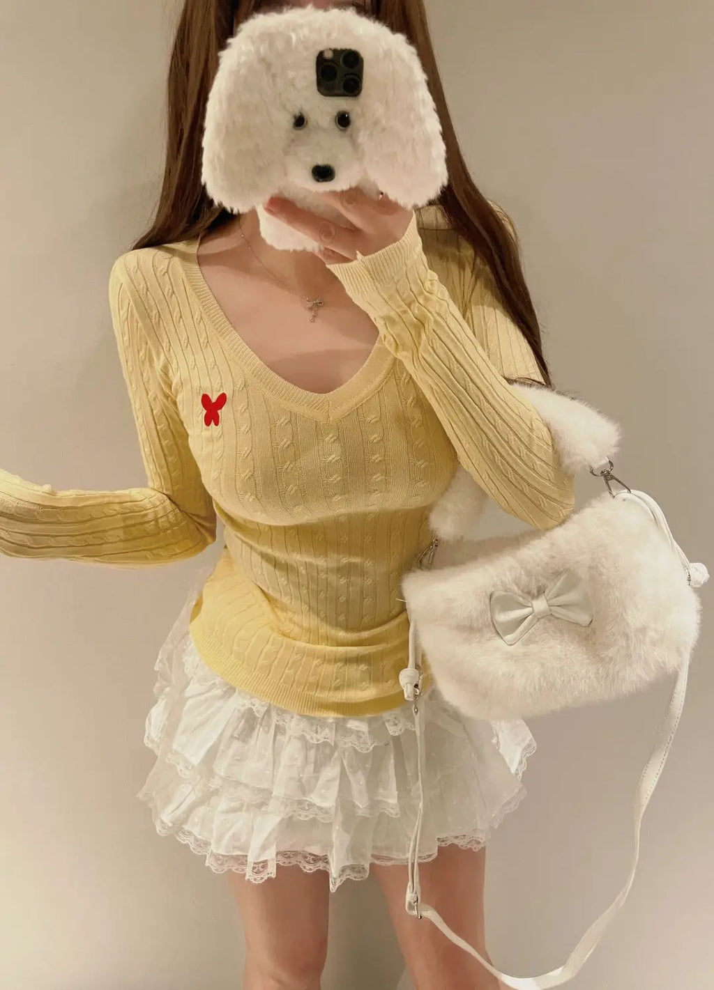 Casual V Neck White Pullovers Women Sweaters Autumn Winter Basic Long Sleeve Y2k Clothes Korean Pink Grey Ladies Tops Jumpers Whispering Desires Shoppe