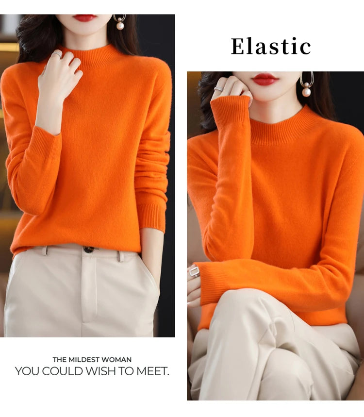 Women's Wool Mock-Neck Knit Sweater