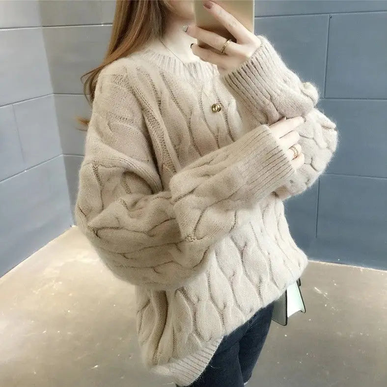 Women's Loose Round-Neck Knit Pullover