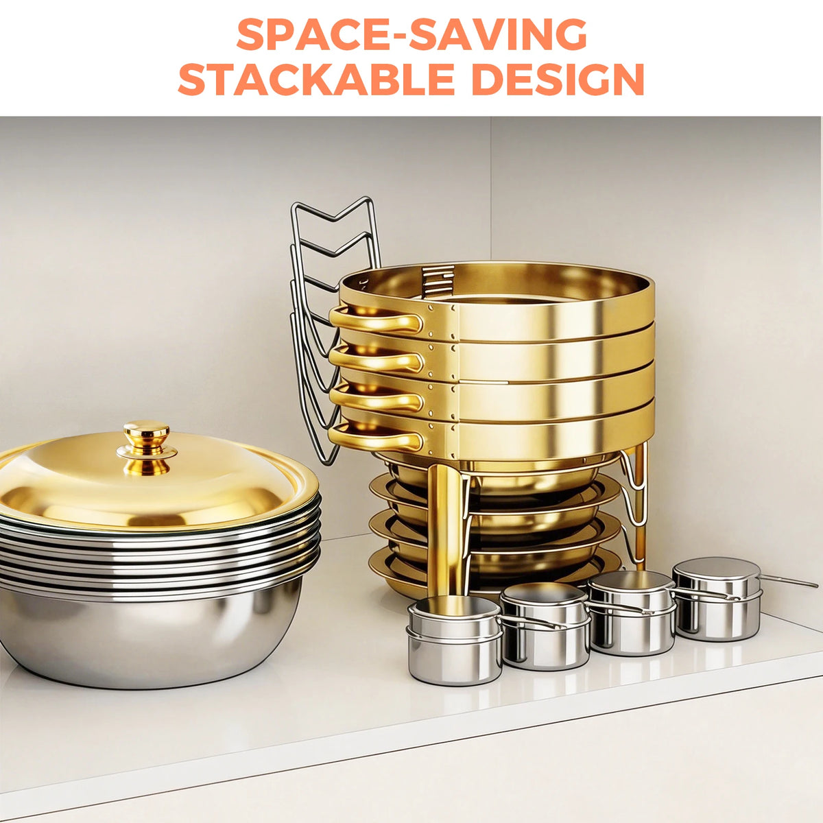 Round Stainless Steel Chafing Dishes — Assorted Packs