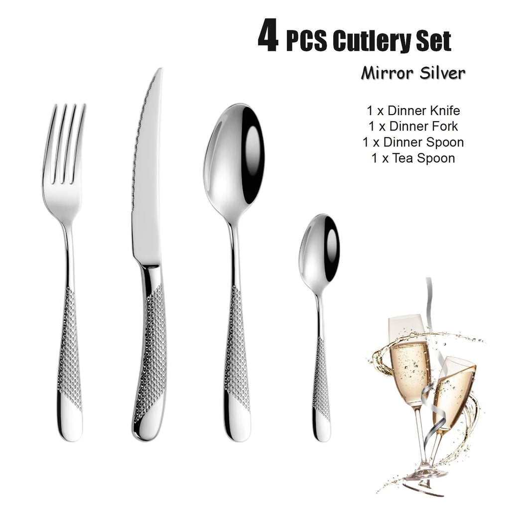 Hammered-Handle Stainless Steel Flatware Sets