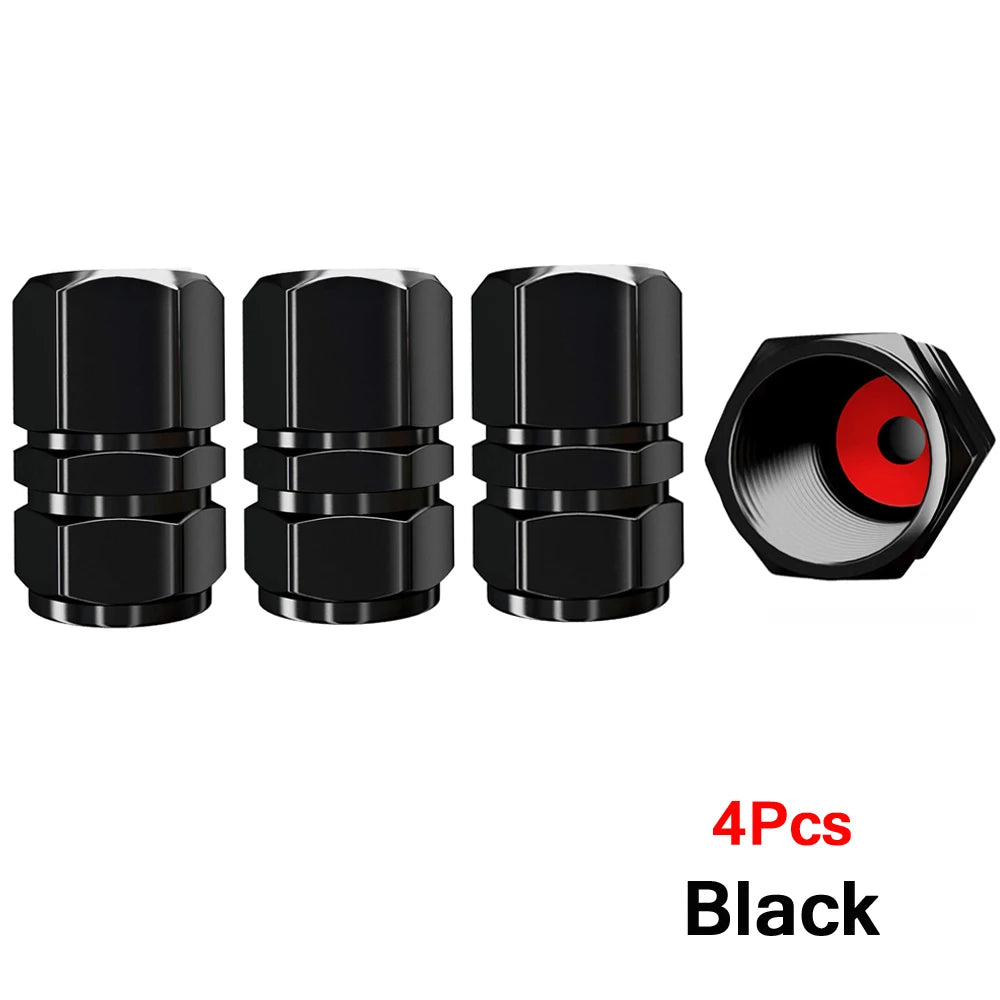 Aluminum Tire Valve Caps with Rubber Seals – Set of 4