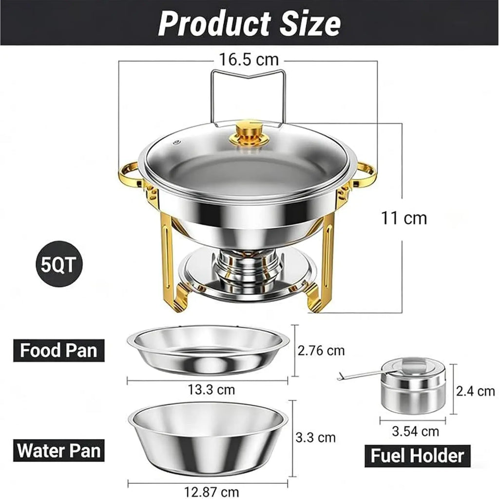 Round Chafing Dishes with Glass Lids — 2 or 4 Pack