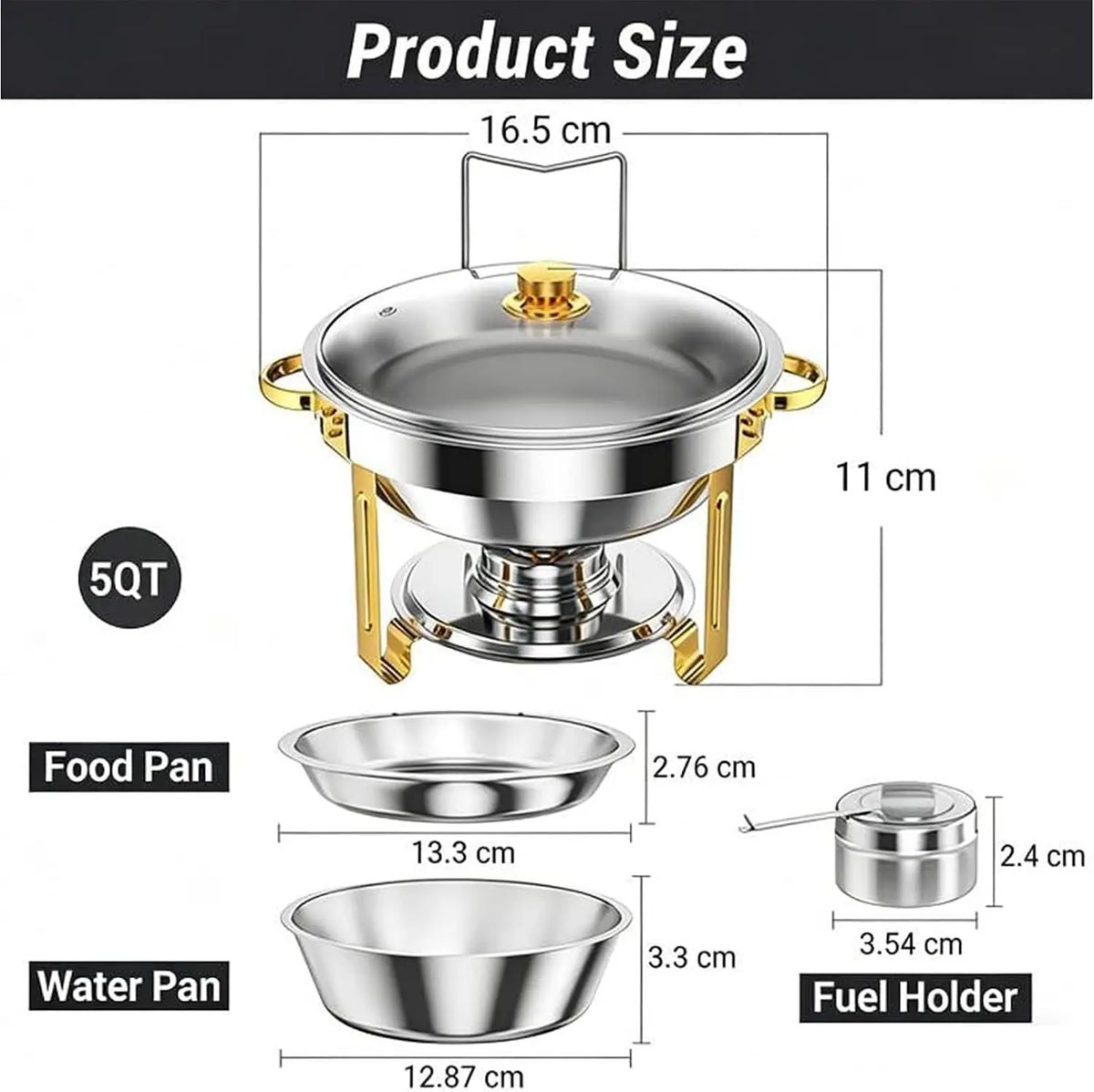 Round Chafing Dishes with Glass Lids — 2 or 4 Pack