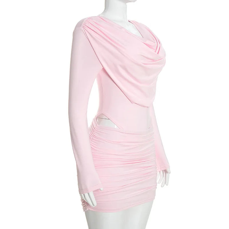 Nsauye Long-Sleeve Bodysuit & Mini Skirt Set