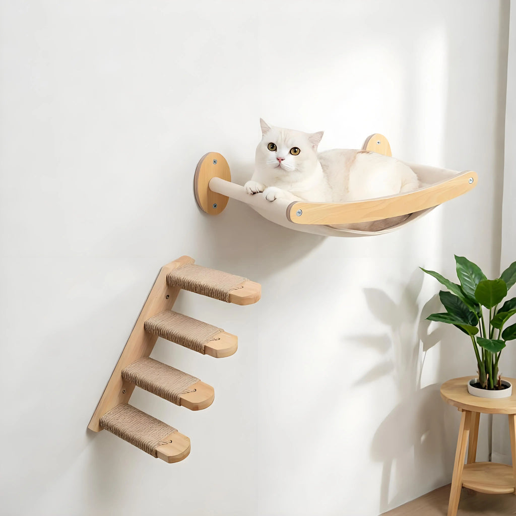 Wall-Mounted Cat Hammock & Climbing Stairs