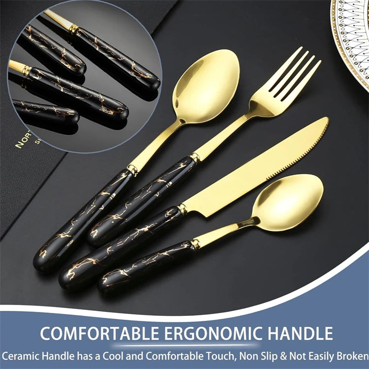 LMETJMA Stainless Steel Flatware — 24 Pieces