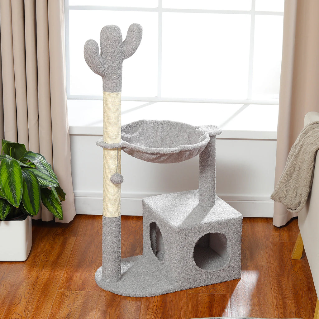 Cactus Cat Tree Small Cat Tower with Spacious Condo,Cozy Hammock,Dangling Ball,Scratching Post Cat Accessories for Indoor Cats Whispering Desires Shoppe