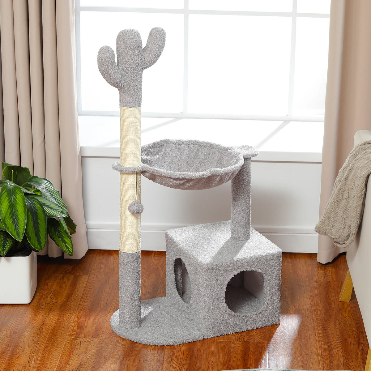 Cactus Cat Tree Small Cat Tower with Spacious Condo,Cozy Hammock,Dangling Ball,Scratching Post Cat Accessories for Indoor Cats Whispering Desires Shoppe