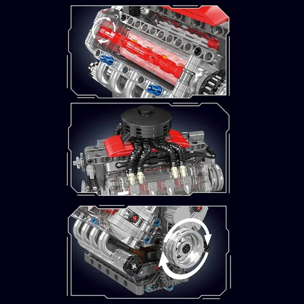 Mould King 10171 V8 Engine Building Block Model – 489 Pieces