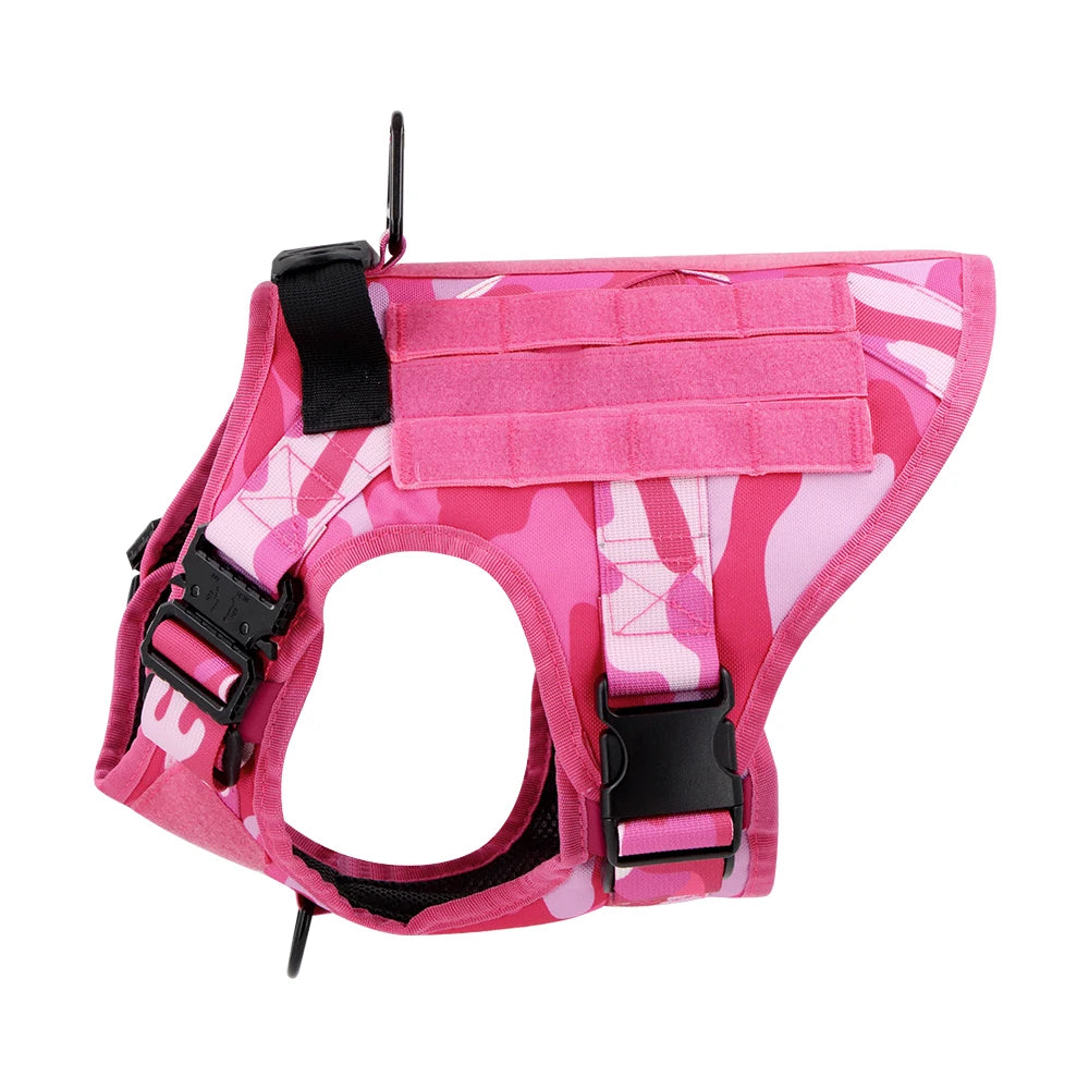 Pink Camouflage Adjustable Tactical Dog Harness