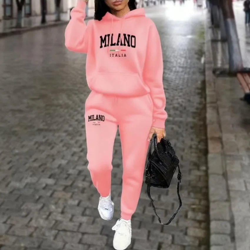 Women's Milano Letter-Print Top and Wide-Leg Pants Set