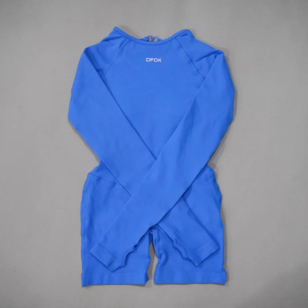 Women's Long-Sleeve Backless Workout Romper