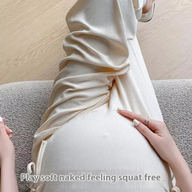 Maternity Trousers Spring and Autumn Outside Wear New Summer Petite Casual Drawstring Straight Wide Leg Trousers Maternity Wear Whispering Desires Shoppe