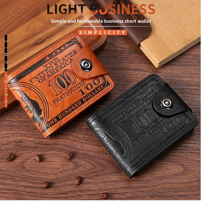 Men's Dollar-Print Card & Coin Wallet