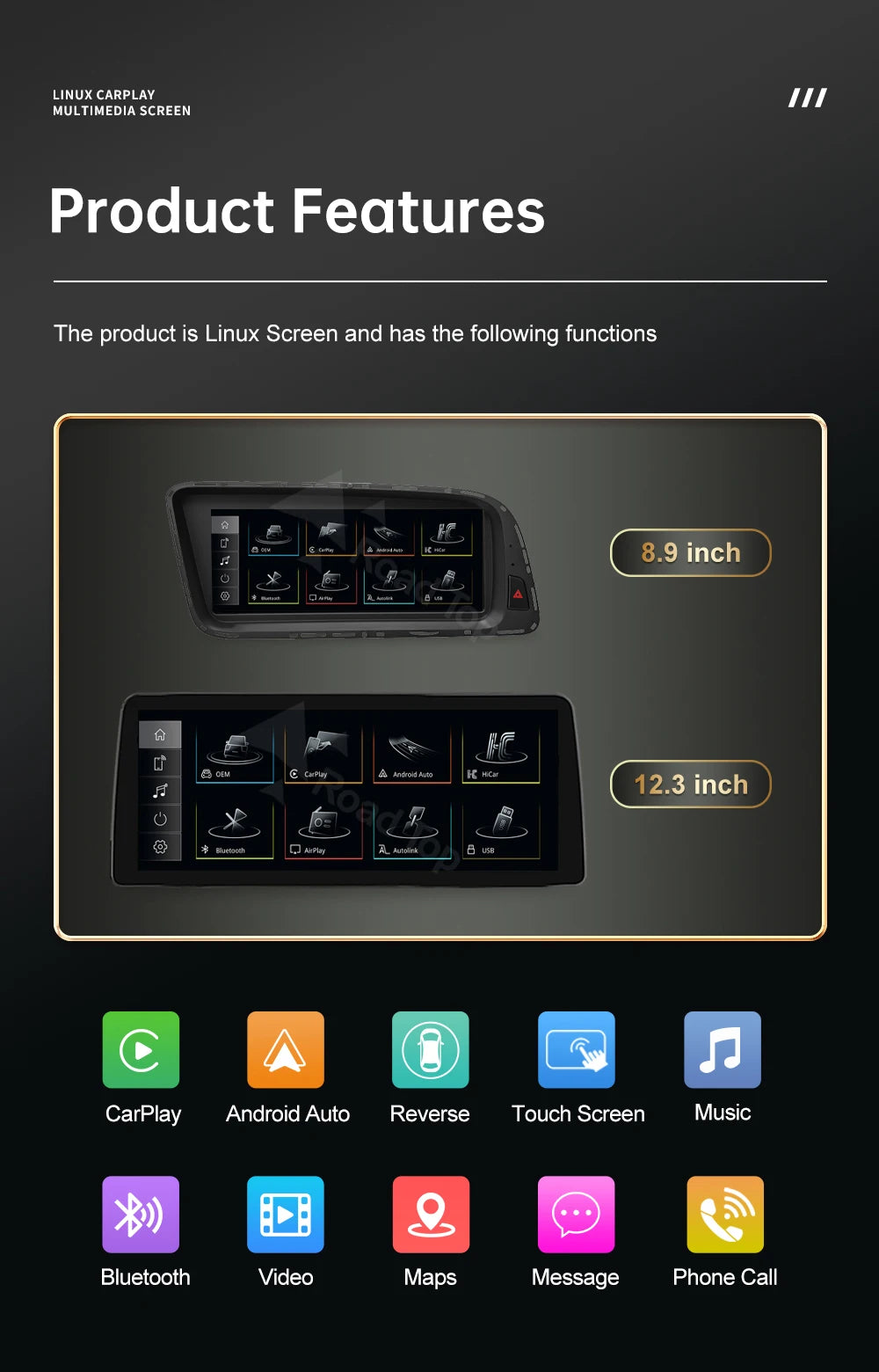 Road Top CarPlay Display for Audi Q5 2009–2017
