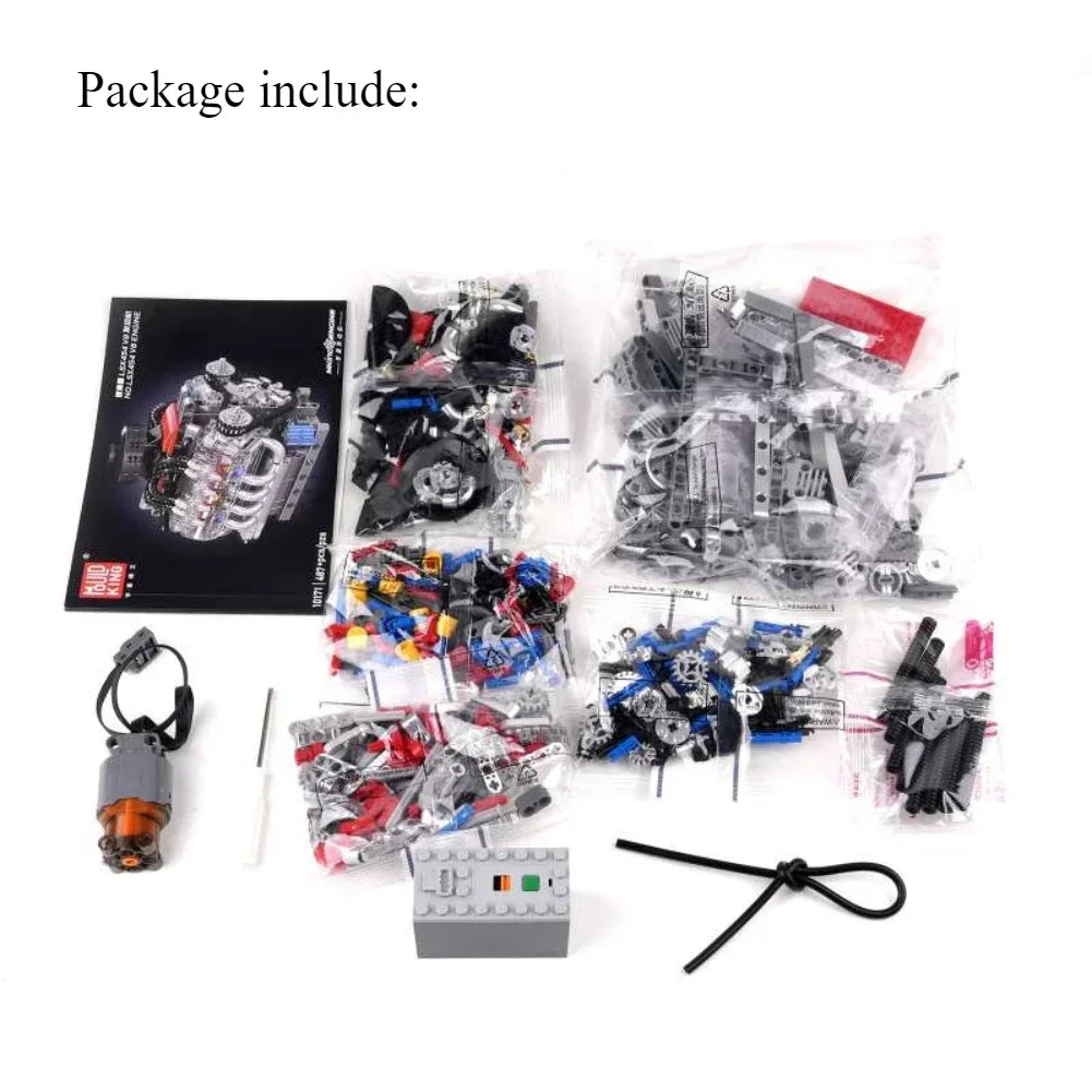 Mould King 10171 V8 Engine Building Block Model – 489 Pieces
