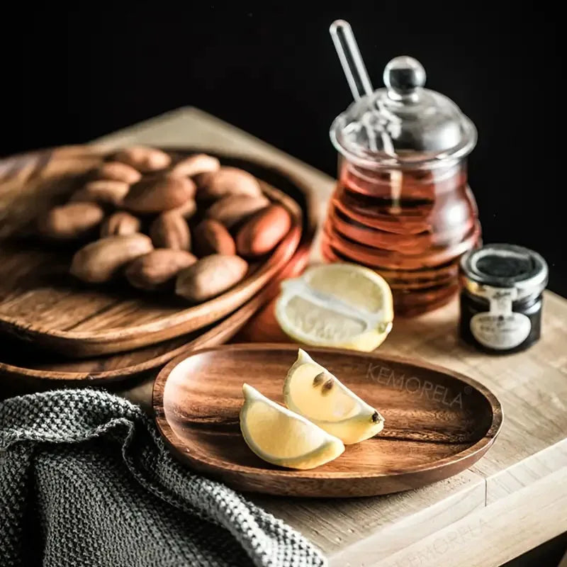 KEMORELA Solid Wood Serving Plates and Trays