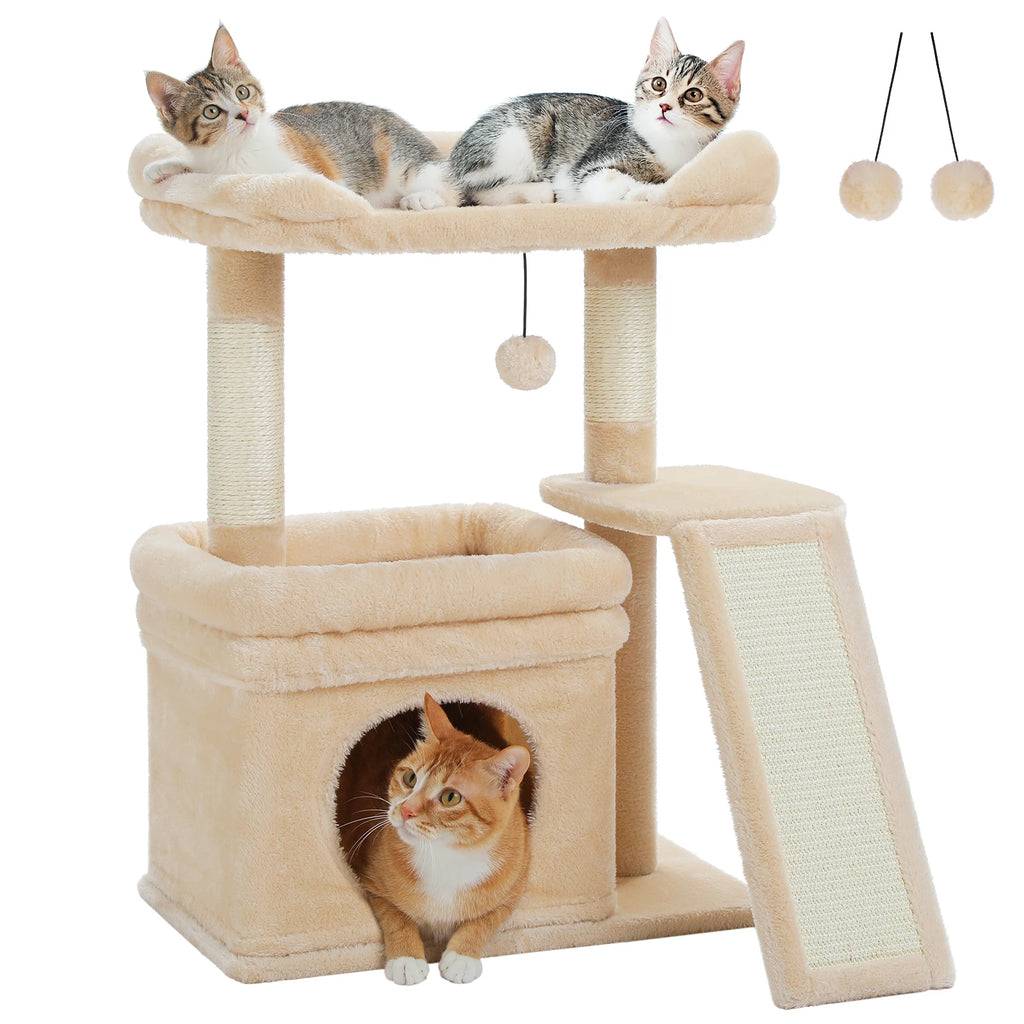 27" Cat Tree with Condo, Perch & Scratching Post