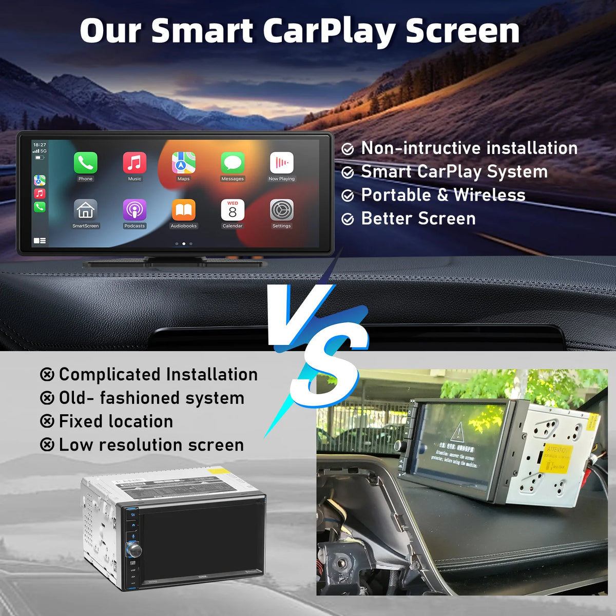10.26-Inch Portable CarPlay and Android Auto Screen