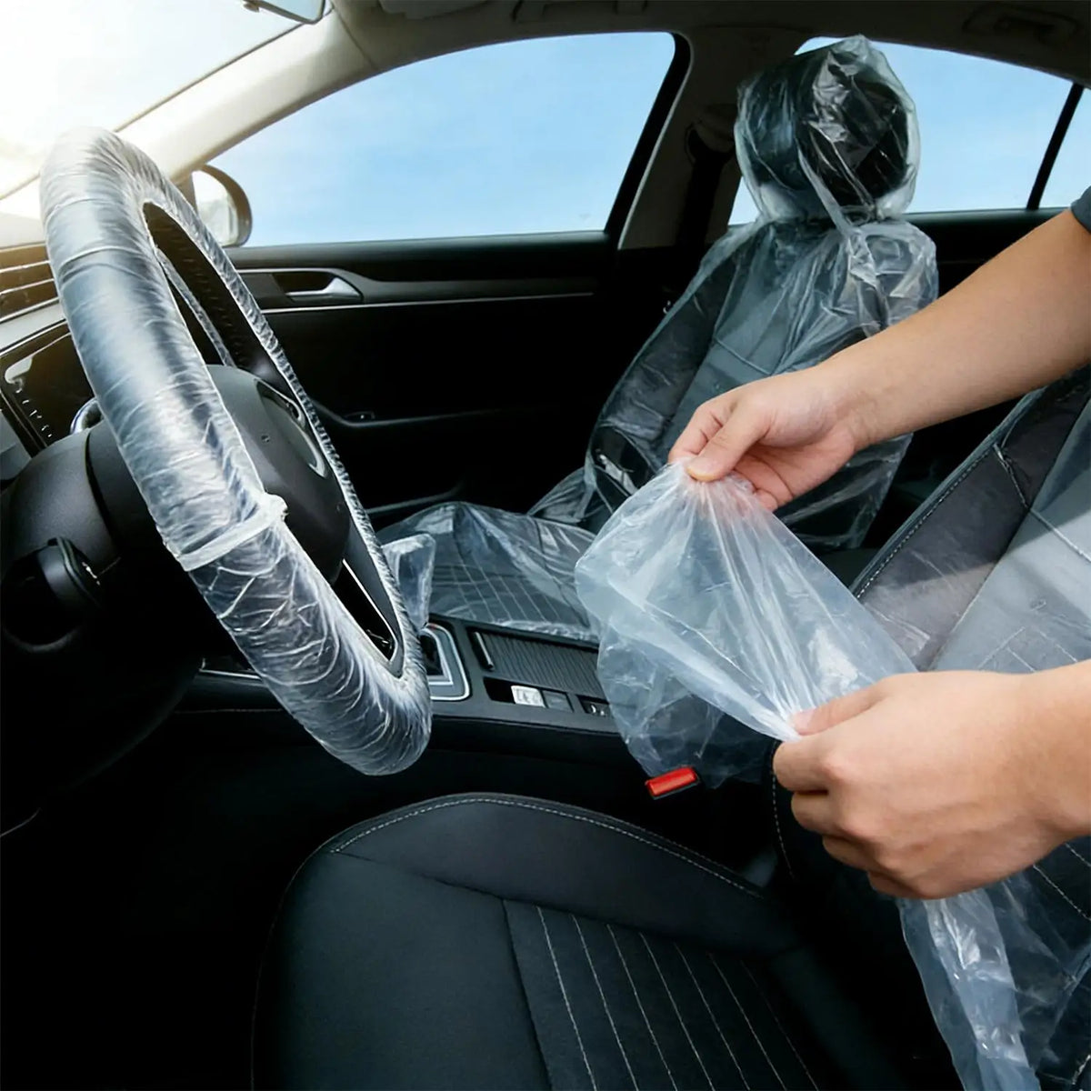 Disposable Plastic Car Interior Covers – 5-Piece Set
